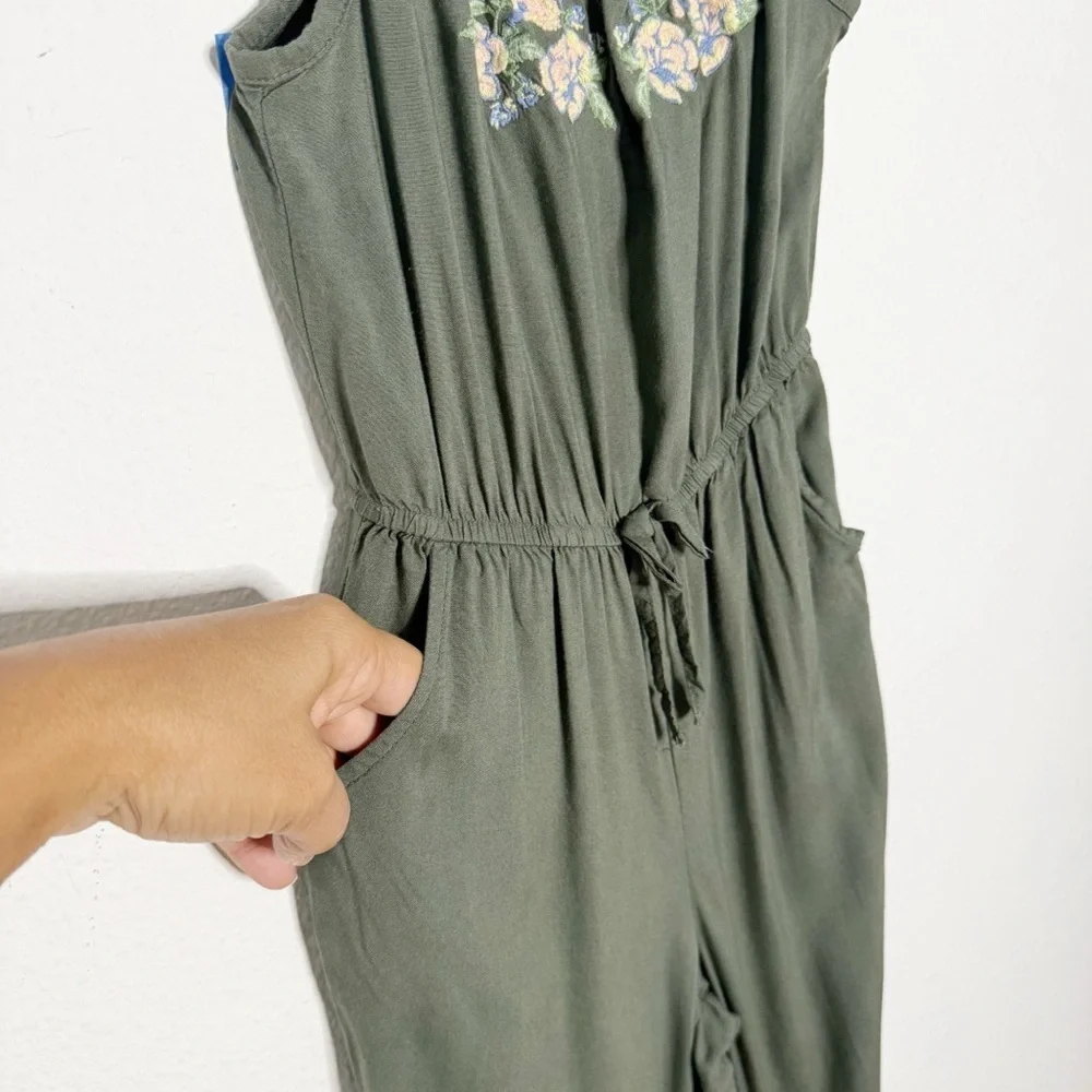 Justice girls boho bohemian olive green jumpsuit romper size 6